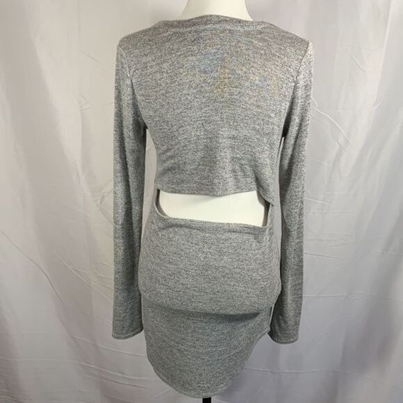 Wilfred Free Heather Grey Open Back Long-Sleeve Mini Dress - Picture 5 of 8